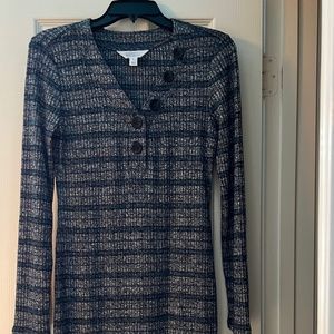 Long striped fitted sweater dress